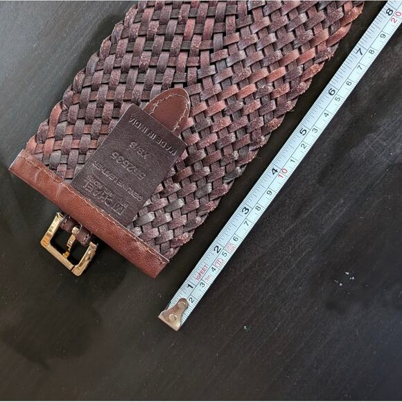 MICHAEL Michael Kors Brown Leather Braided Wide Waist Belt, Size XS/S - Picture 7 of 9